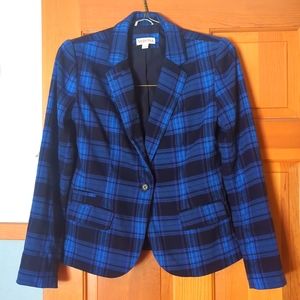 Women's Blue Plaid Blazer Jacket Size 4